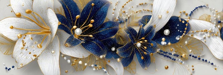 Elegant Floral Decor With Gold Blue And White