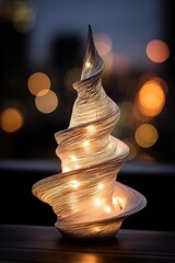 Illuminated Spiral Shell Sculpture Decor
