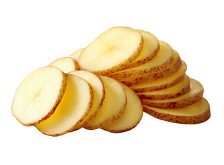 Pile of Fresh Potato Slices Ready for Cooking on Transparent Background