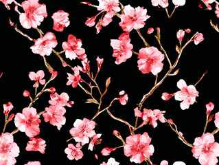 cherry blossom, flower, pattern, floral, seamless, vector, illustration, nature, spring, blossom, design, wallpaper, decoration, flowers, pink, cherry, tree, art, leaf, beauty, plant, texture, branch,