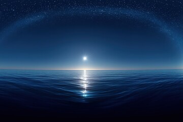 Starry Night Ocean Panorama View