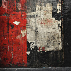Abstract urban wall texture with red black and white colors displaying grunge elements