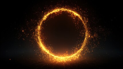 A stunning image of fire sparkle circle on black background.