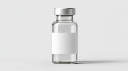 A stunning image of small empty white vaccine ampoule bottle mockup with a white label on an isolated background.
