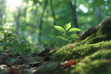 Emerging Sprout In Forest Sunlight
