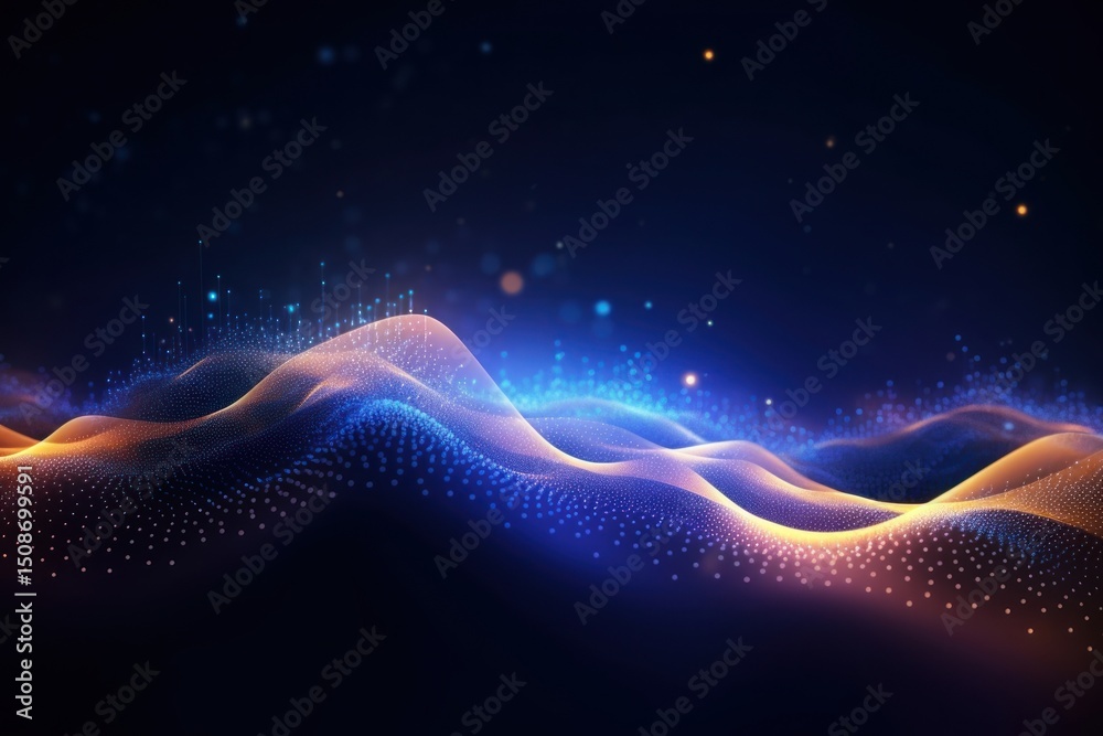 Wall mural abstract waving particle technology backgrounds technology abstract.