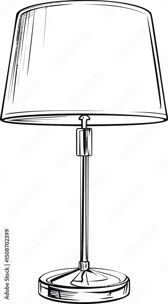 Aufkleber line drawing of a classic table lamp with a simple cylindrical shade. vector illustration