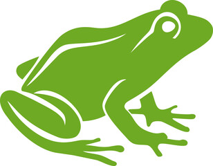 Green silhouette of a frog with simple lines drawing. Vector illustration