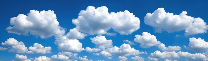 Fototapeta premium Fluffy Clouds Against A Vivid Blue Sky