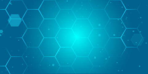 Modern Abstract Blue Hexagon Background with Gradient Light. Futuristic Blue Hexagon Pattern Background. 