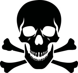 Skull and crossbones symbol in black and white. Vector illustration