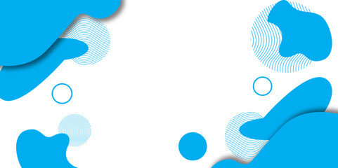 Abstract Blue and White Background with Blob and Circle Shapes. Minimal Abstract Geometric Blob Design.