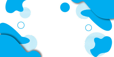 Abstract Blue and White Background with Blob and Circle Shapes. Minimal Abstract Geometric Blob Design.