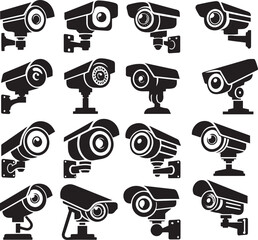 Variety of Security Camera Icons for Surveillance set