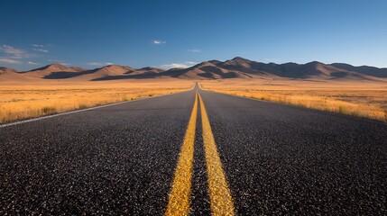 Fototapeta premium 광활한 평원과 끝없이 뻗은 도로 AI 생성