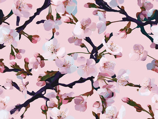 cherry blossom, flower, pattern, floral, seamless, vector, illustration, nature, spring, blossom, design, wallpaper, decoration, flowers, pink, cherry, tree, art, leaf, beauty, plant, texture, branch,