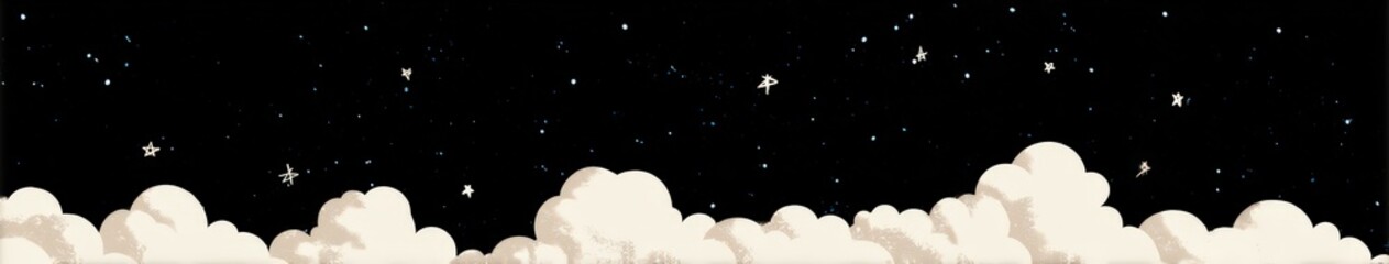 Pixelated Night Sky with Clouds