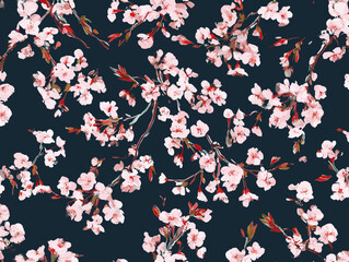 cherry blossom, flower, pattern, floral, seamless, vector, illustration, nature, spring, blossom, design, wallpaper, decoration, flowers, pink, cherry, tree, art, leaf, beauty, plant, texture, branch,
