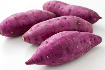 Fresh Purple Sweet Potatoes in Detailed View