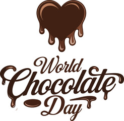 World chocolate day Text, handwritten custom typography vector illustration isolated on white background