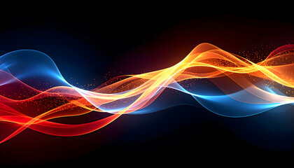Abstract Digital Art: Vibrant Swirling Light Waves and Dynamic Patterns