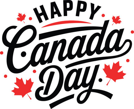 Happy Canada Day Calligraphy design vector illustration with White background