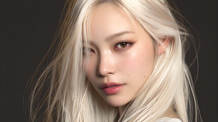 Fototapeta premium 미소를 머금은 현대적 감성의 여성 초상 AI 생성