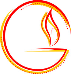 Burning diya on Happy Diwali Holiday background for light festival of India