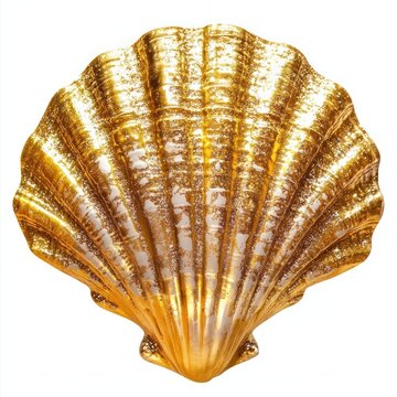 Gold shell seashell shiny beach.