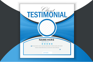 Modern Blue Client Testimonial Template Design