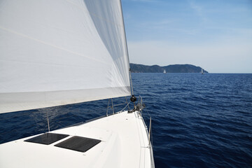 Sailing ship yachts in Mediterranean Sea. Fethiye harbor, Turkey