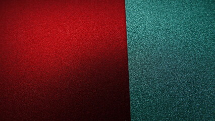 Czerwono - zielone kolory na kartach papieru z brokatem