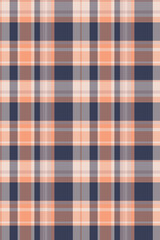 Greeting card pattern fabric background, old-fashioned texture textile seamless. Valentines day plaid tartan check vector in orange and red colors.
