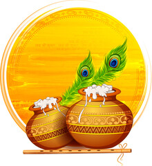 Dahi handi celebration in Happy Janmashtami festival background of India