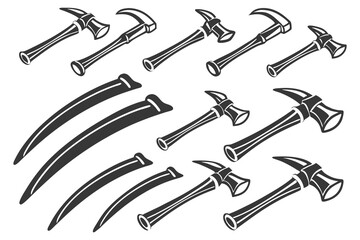 Hammer set of tools isolated vector
