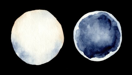 Two Watercolor Circles, Night Sky Inspired