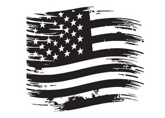 distressed american flag logo design, waving USA flag, vector silhouette America flag, american flag logo design, distressed american flag vector logo silhouette on a white background