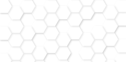 Fototapeta premium Abstract white background with hexagons. Abstract hexagon polygonal pattern background vector. seamless bright white Pattern with hexagons illustration of a honeycomb. Futuristic surface . 