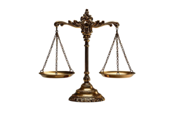 Golden Scales of Justice, Isolated Transparent Background