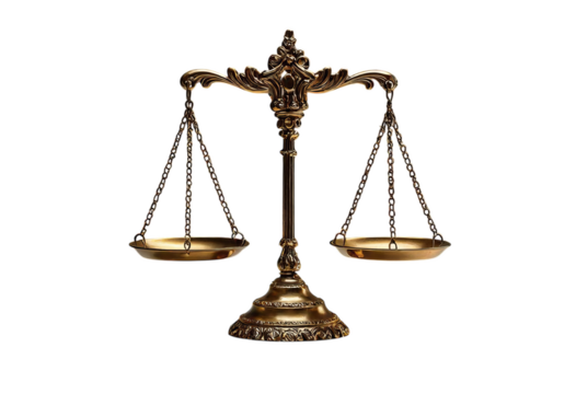 Golden Scales of Justice, Isolated Transparent Background