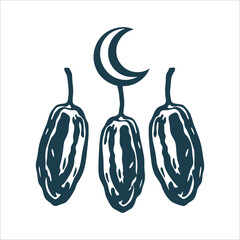 Ramadan Dates and Crescent Moon Illustration