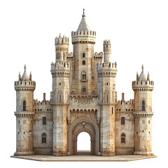 3D front view illustration of a The Alcázar of Segovia Spain monument isolated on a white transparent background
