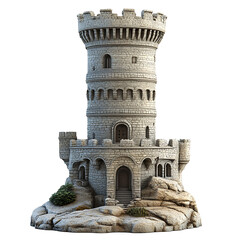 3D front view illustration of a Torre de Hércules Spain monument isolated on a white transparent background
