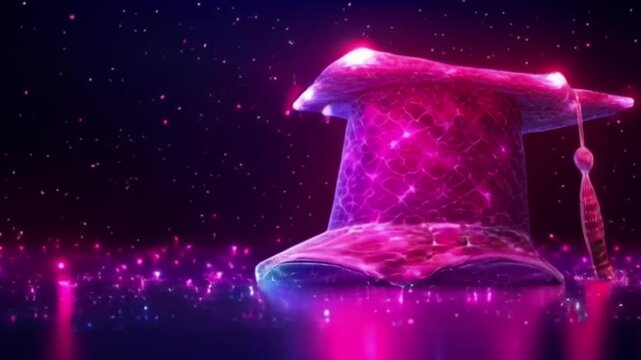 Glowing Graduation Cap in a Sparkling Night