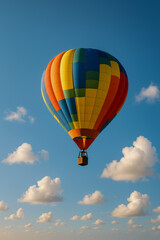 Fototapeta premium Colorful hot air balloon soaring in a clear blue sky