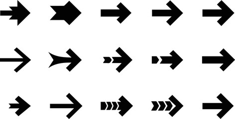 Create a kinds of Set of black arrow. Arrows icon. Arrow Icon in trendy flat style isolated on background. Arrows collection vector art color with white background.