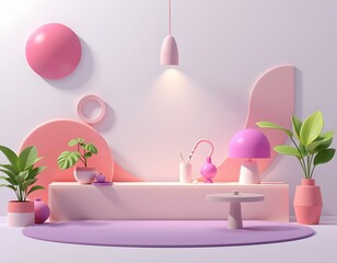 this is a digitally rendered scene featuring a minimalist, geometric aesthetic