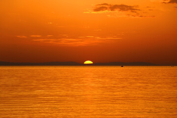 Beautiful sunset on the beach in Omis, Croatia.