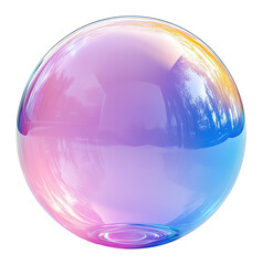 Soap bubble with iridescent hues isolated on transparent background PNG image
