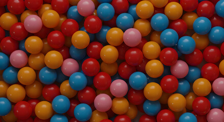 Obraz premium Colorful Ball Pit: A vibrant collection of red, blue, pink, and orange balls creating a playful and cheerful atmosphere.